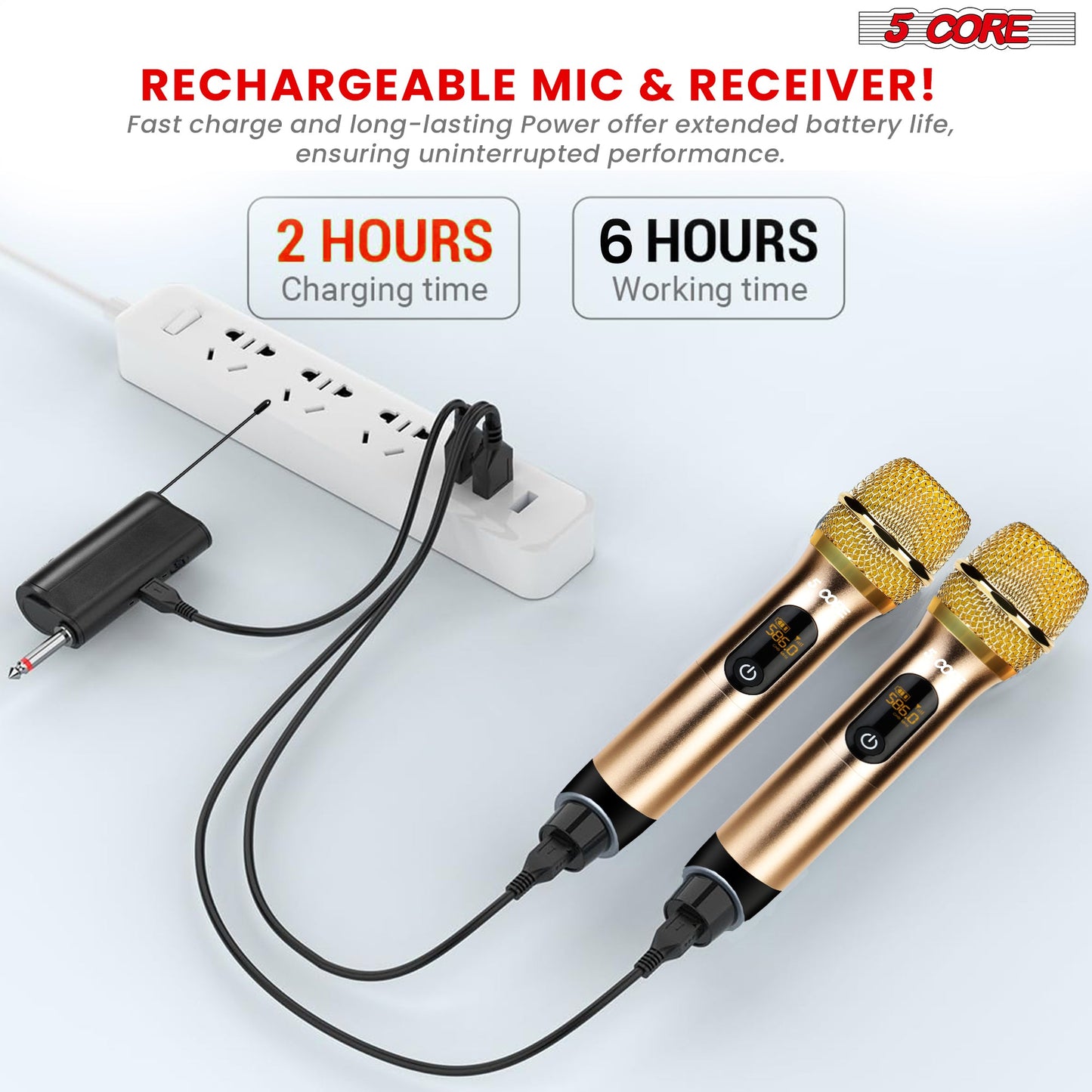 5Core Wireless Microphone Pair UHF Handheld Microfonos Inalambricos