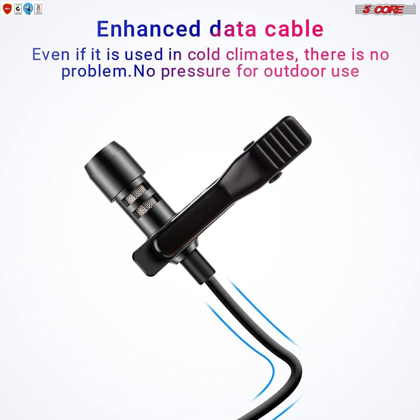 5Core Lavalier Microphone Clip On Professional Grade 3.5mm Lapel Mic