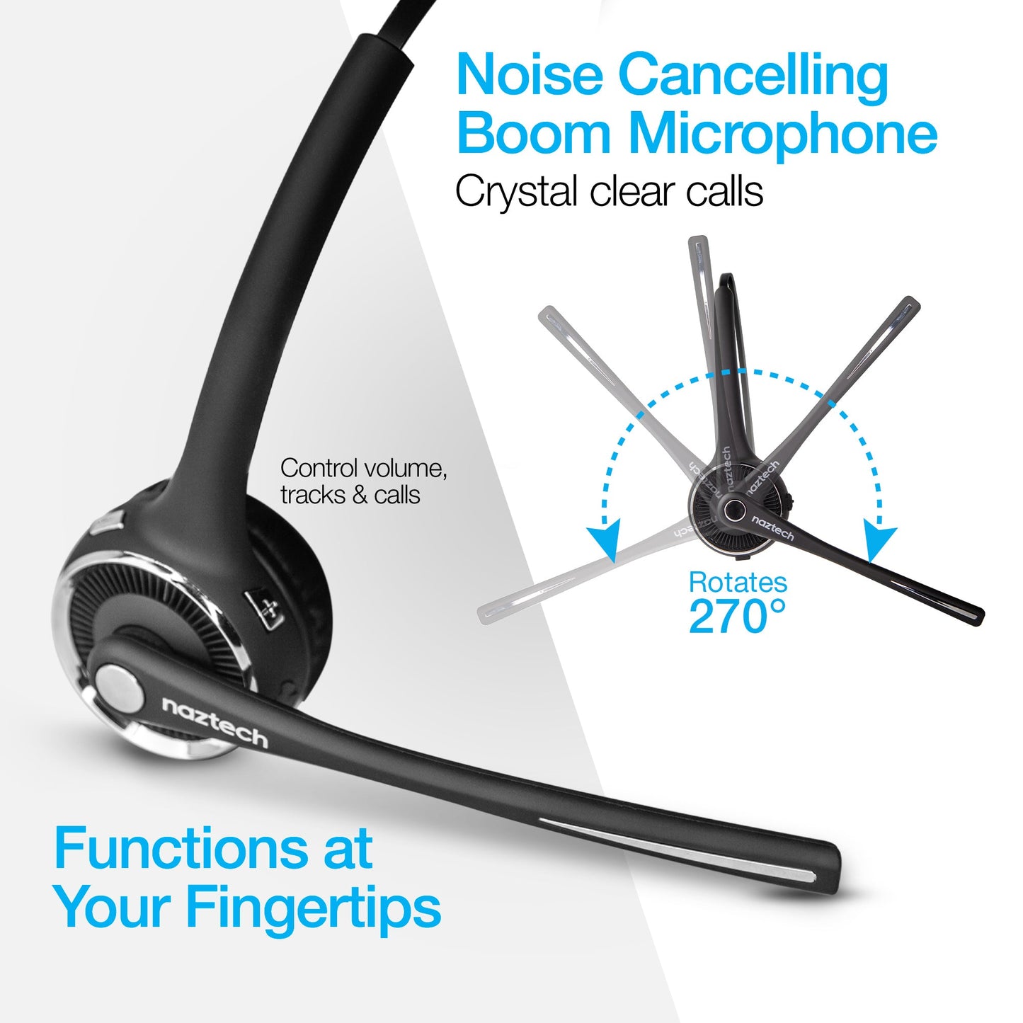 Naztech N980 BT Over-the-Head Headset w Base (15183-HYP)